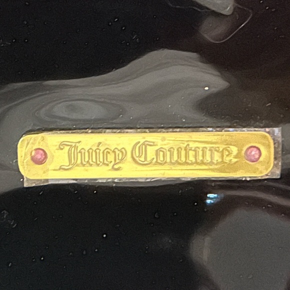 Juicy Couture Large Tote Bag Pink Black Patent Leather Gold Chain Tote - Picture 4 of 7